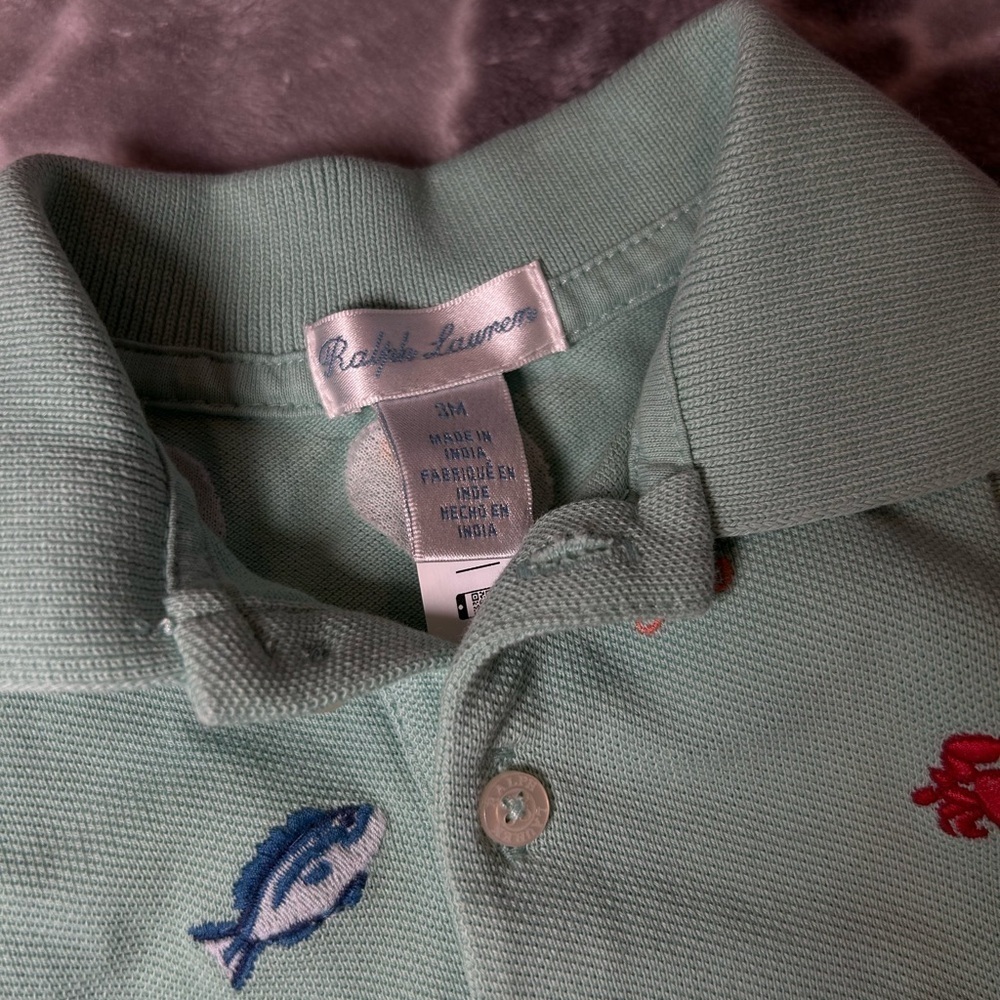 Ralph Lauren Baby Dog Cotton Jersey Tee/ Legging Set & Beach Romper- Size 0-3M - Picture 10 of 12